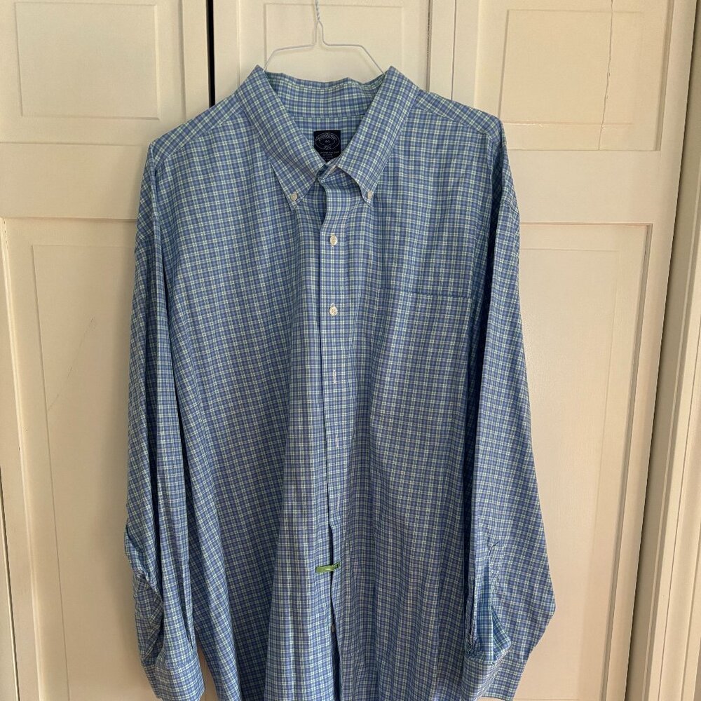 Brooks Brothers 4XL Button Down Green and Blue